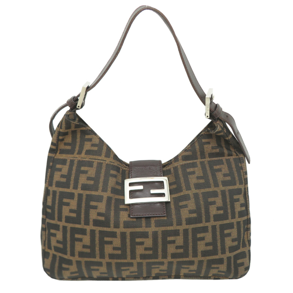 Fendi Women's Handbag 26569 Canvas Zucca Pattern (Brown)